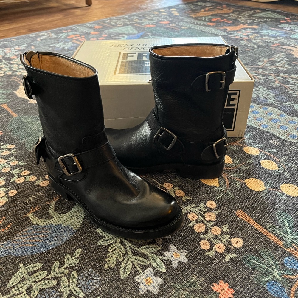 Frye Veronica Black Motorcycle Boots